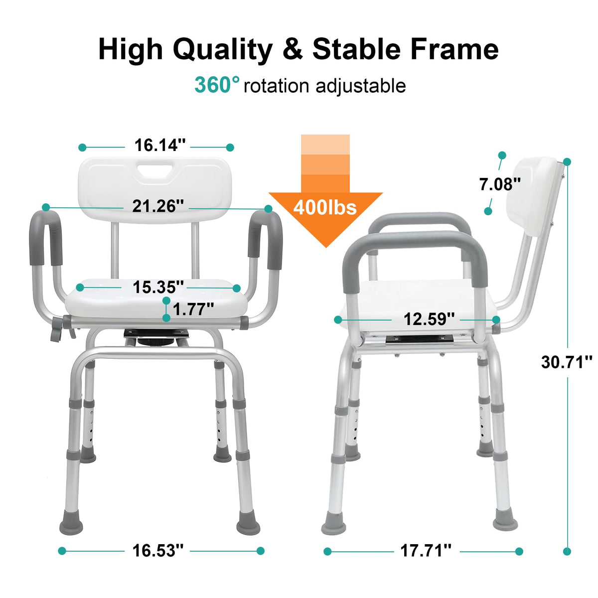Swivel Shower Chair with Arms & Backrest I844