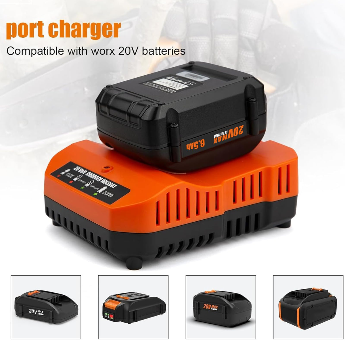 2 Pack 6.5Ah Replacement 20v Lithium Battery and Charger Kit T898126