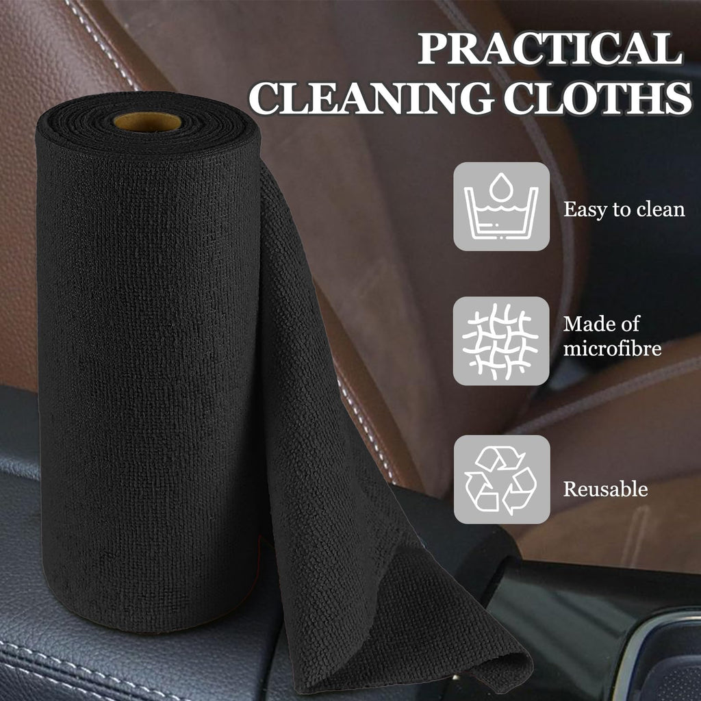 50PCS Microfiber Cleaning Cloth Roll, 10"×10" Black H442850