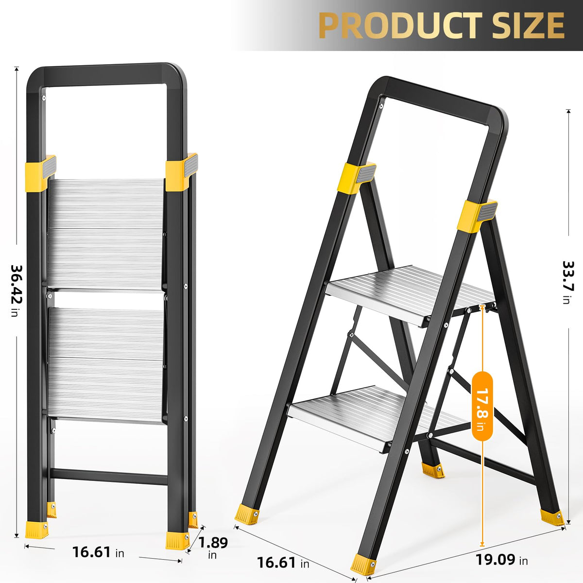 2 Step Ladder Lightweight Aluminum Folding Step Stool B511931