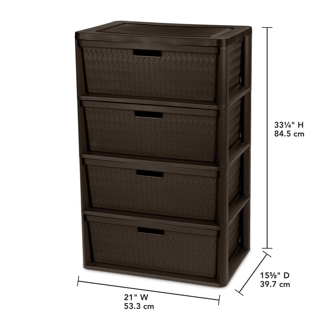 Brown 4 Drawer Plastic Storage Organizer T596