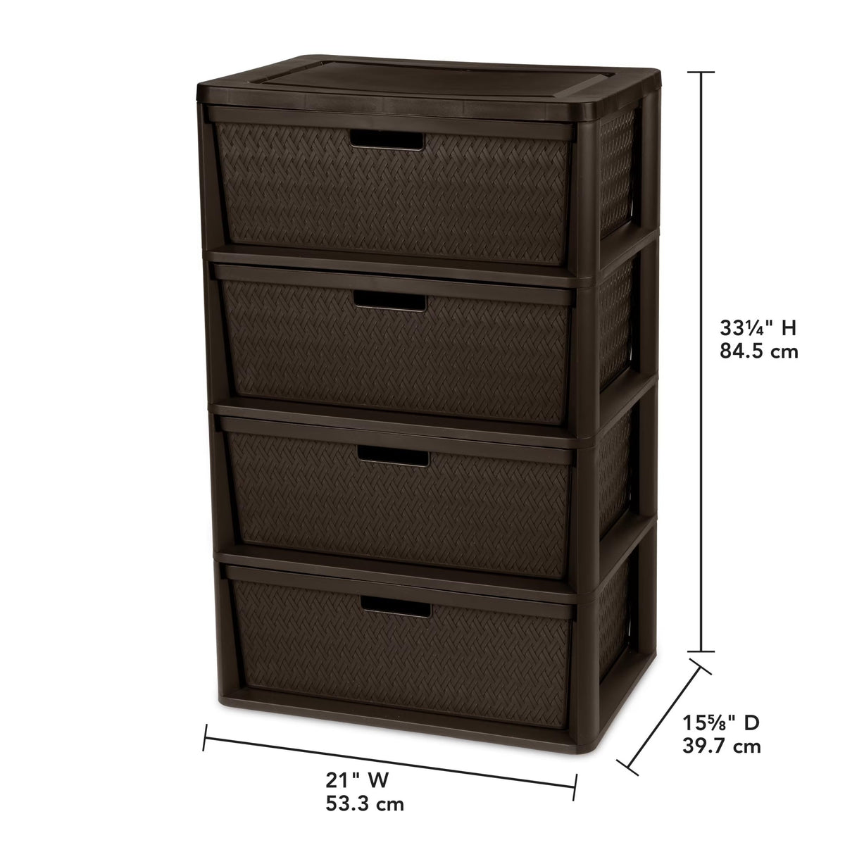 Brown 4 Drawer Plastic Storage Organizer T596