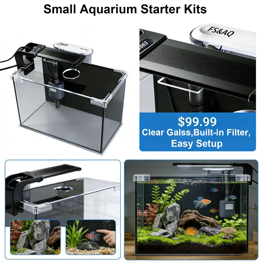 2.5 Gallon Betta Fish Tank with Filter Light and Lid U43293