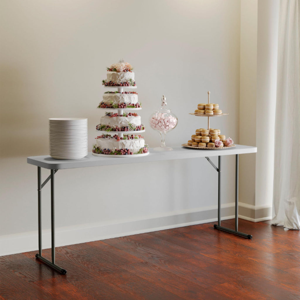 Plastic Folding Table, Granite White, 10-Pack E264