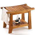 Teak Shower Bench with Shelf Z585