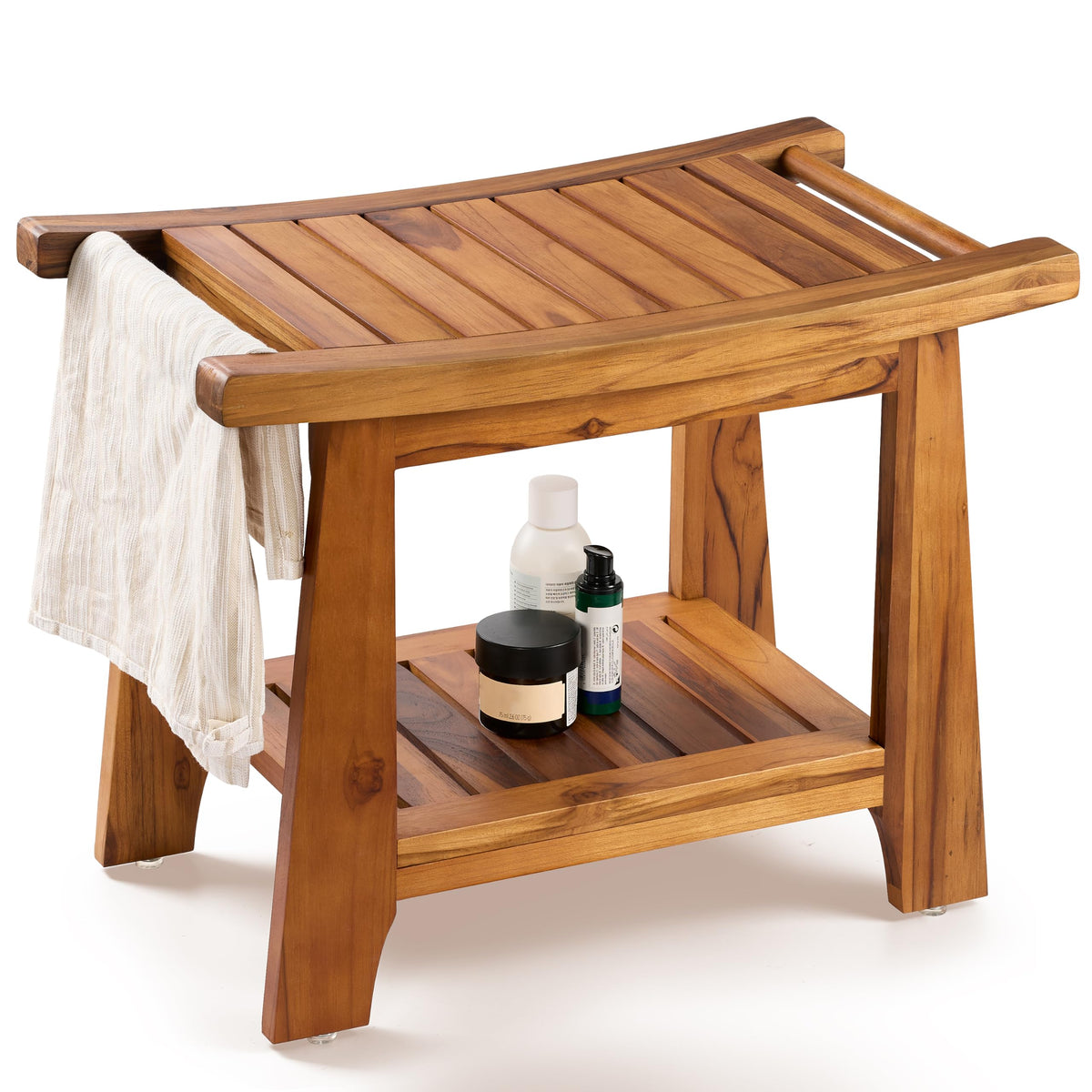 Teak Shower Bench with Shelf Z585