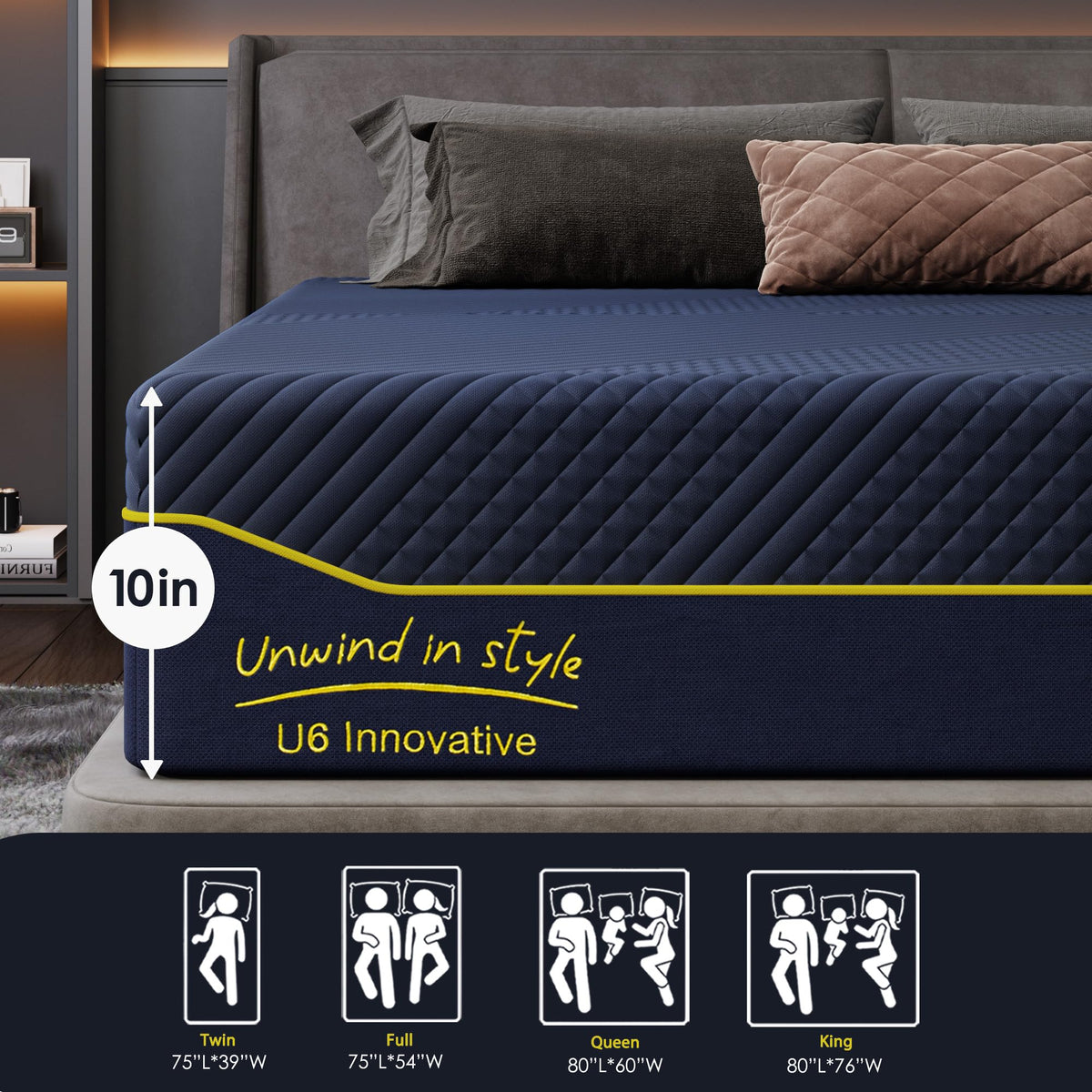 Twin 10 Inch Gel Infused Memory Foam Mattress Q46815