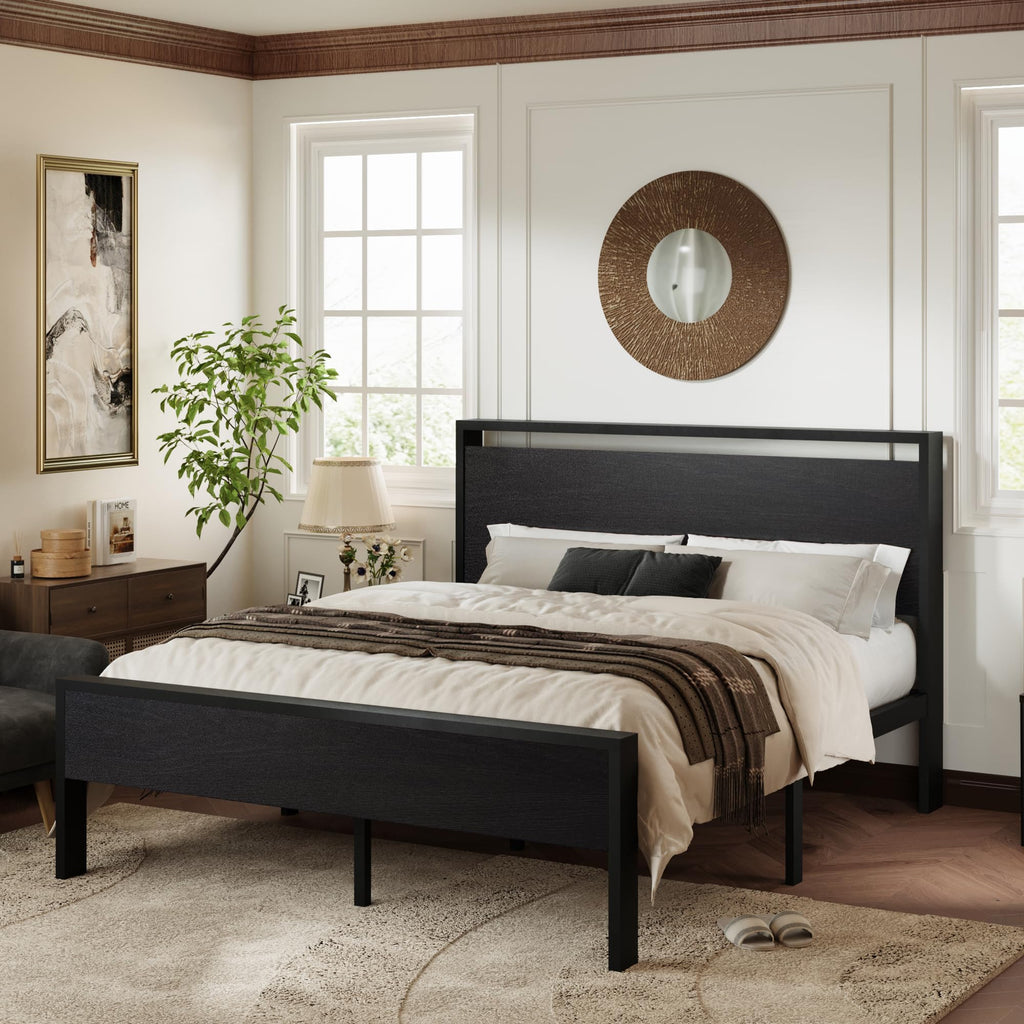 Queen Size Black Oak Bed Frame N4424