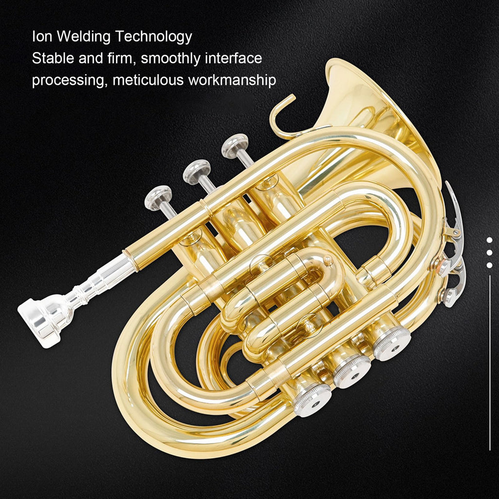 Bb Pocket Trumpet with 7C Mouthpiece and Hard Case F8460