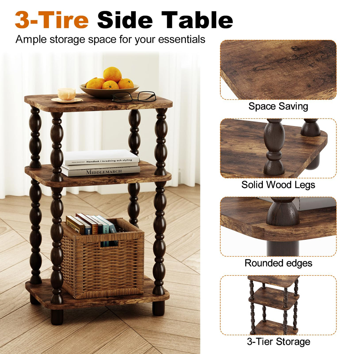 3-Tier Narrow End Table O95995
