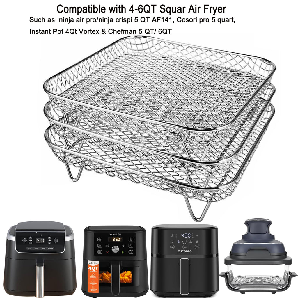 7 Inch Stackable Stainless Steel Air Fryer Rack, 3 Pcs A80831
