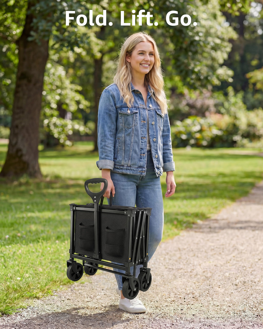 Collapsible Grocery Wagon Cart with Wheels Y869