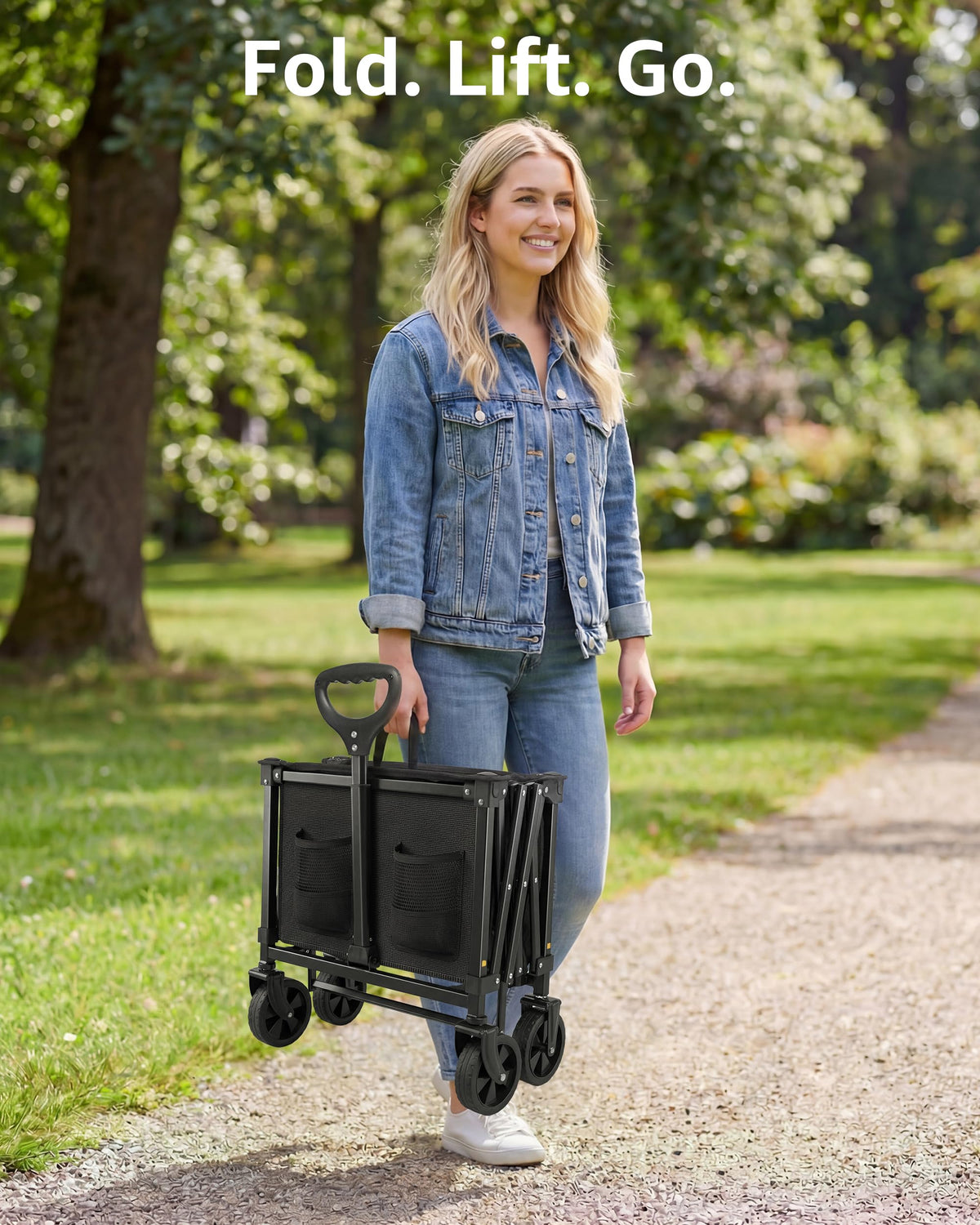 Collapsible Grocery Wagon Cart with Wheels Y869