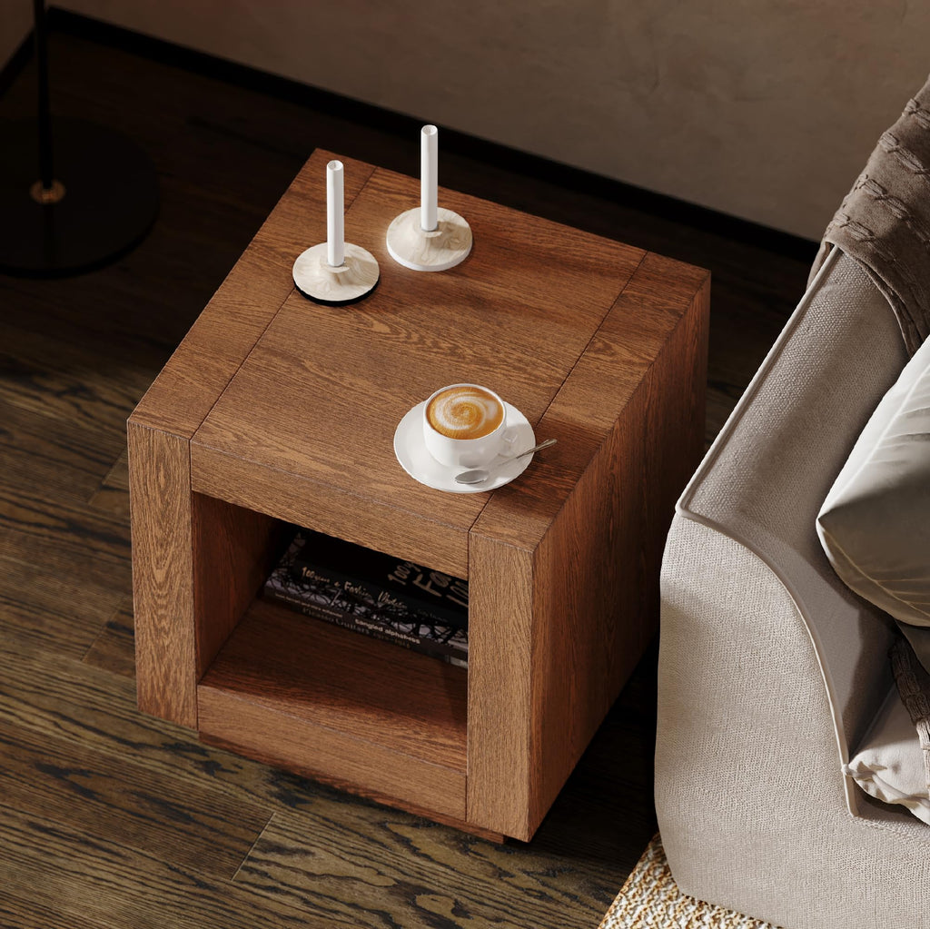 Natural Square Side Table with Storage, Set of 2 R44285