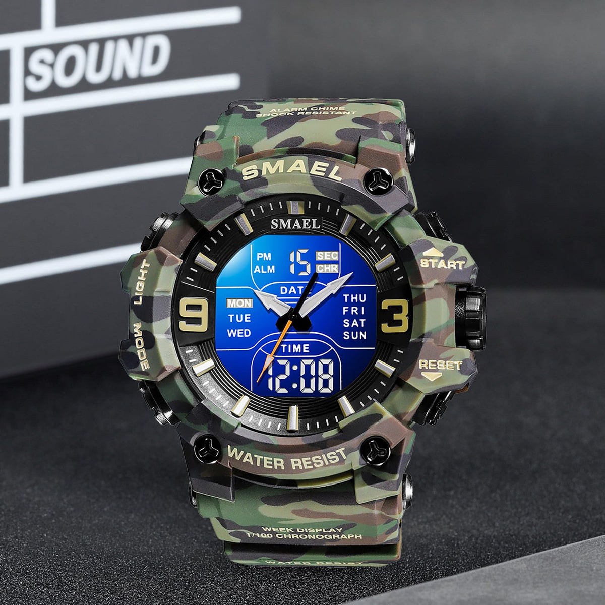 Men Tactical Analog Digital Sport Watch 50M LED S63066