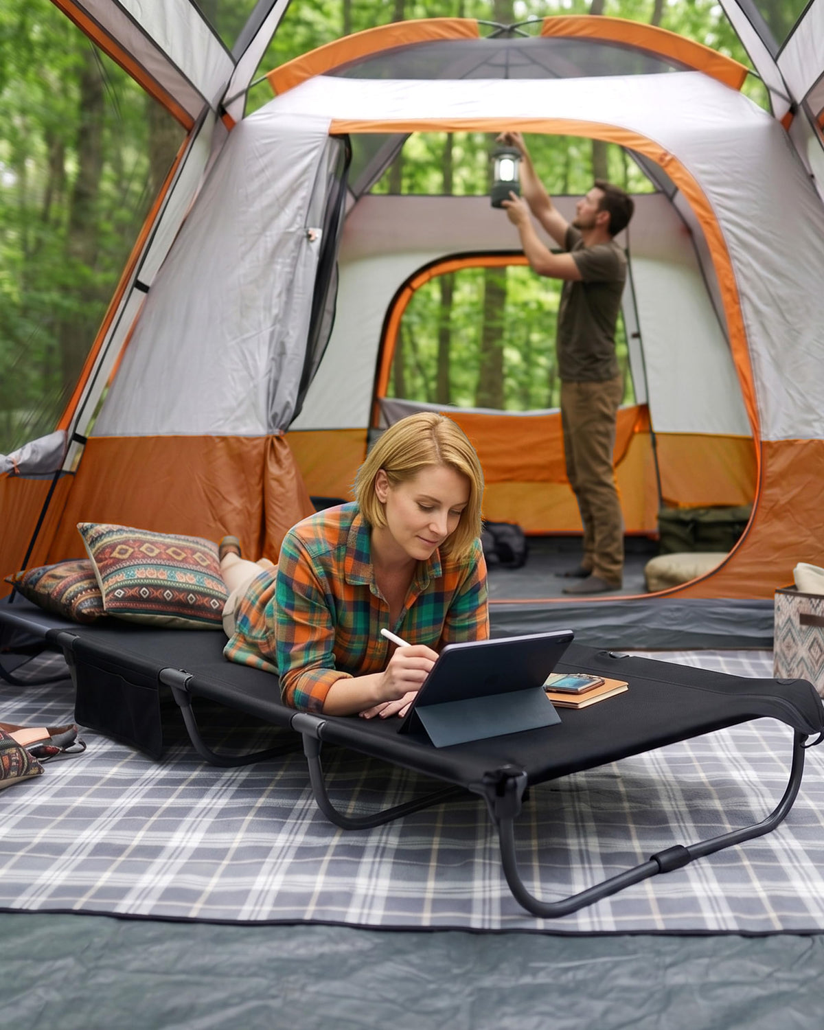 Ultra-Light 7.1 lbs Foldable Camping Cot with Side Pocket A248