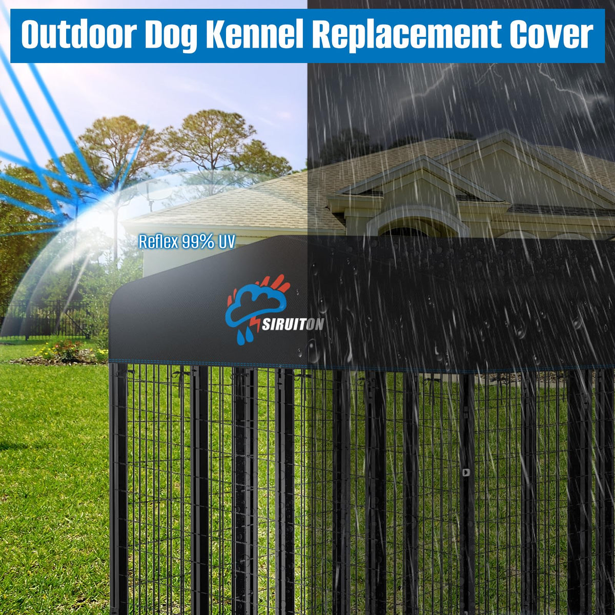 8x4FT Heavy Duty 600D Oxford Dog Kennel Replacement Cover W37381