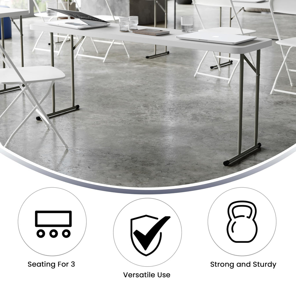 Plastic Folding Table, Granite White, 10-Pack E264