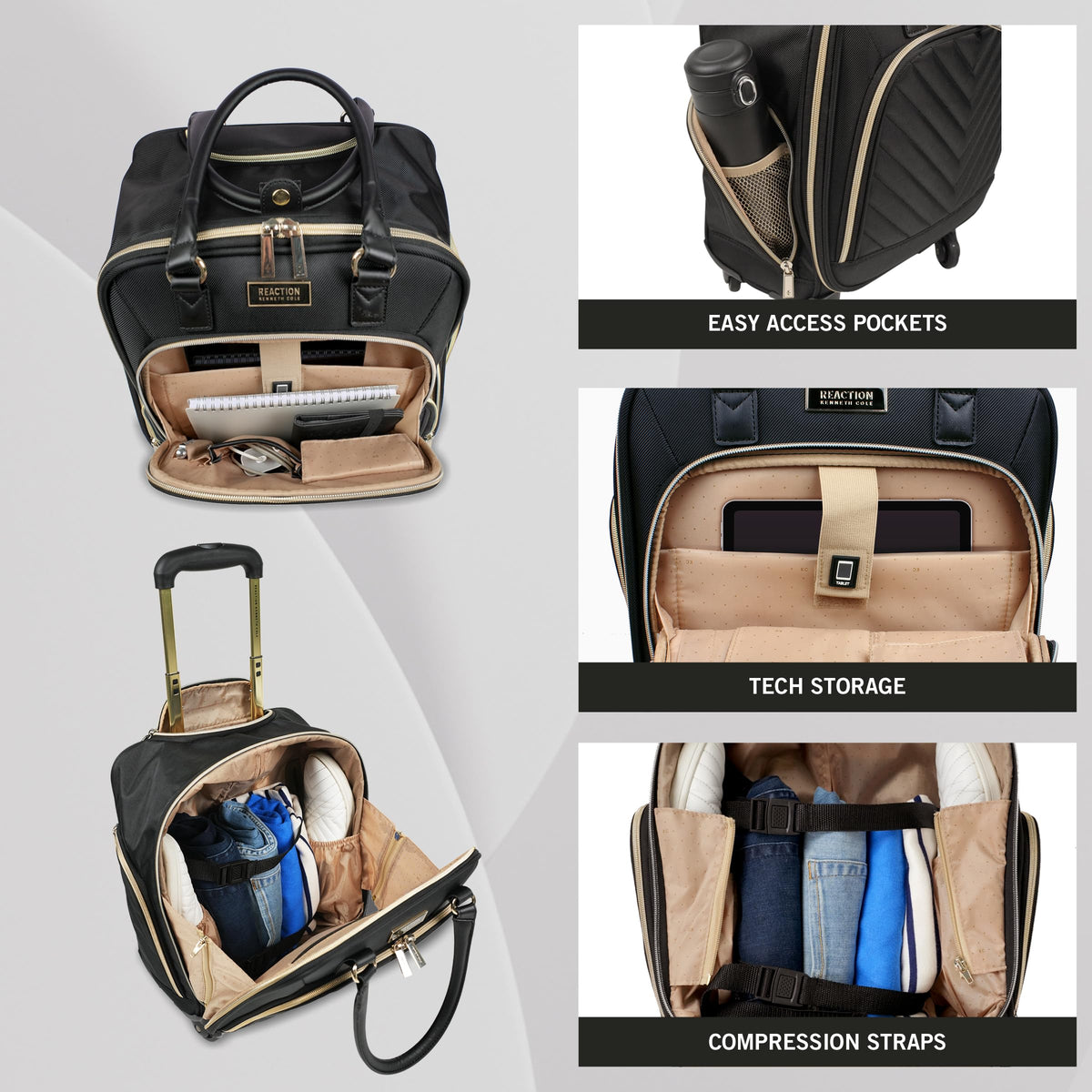 Black Quilted Underseater Luggage H565