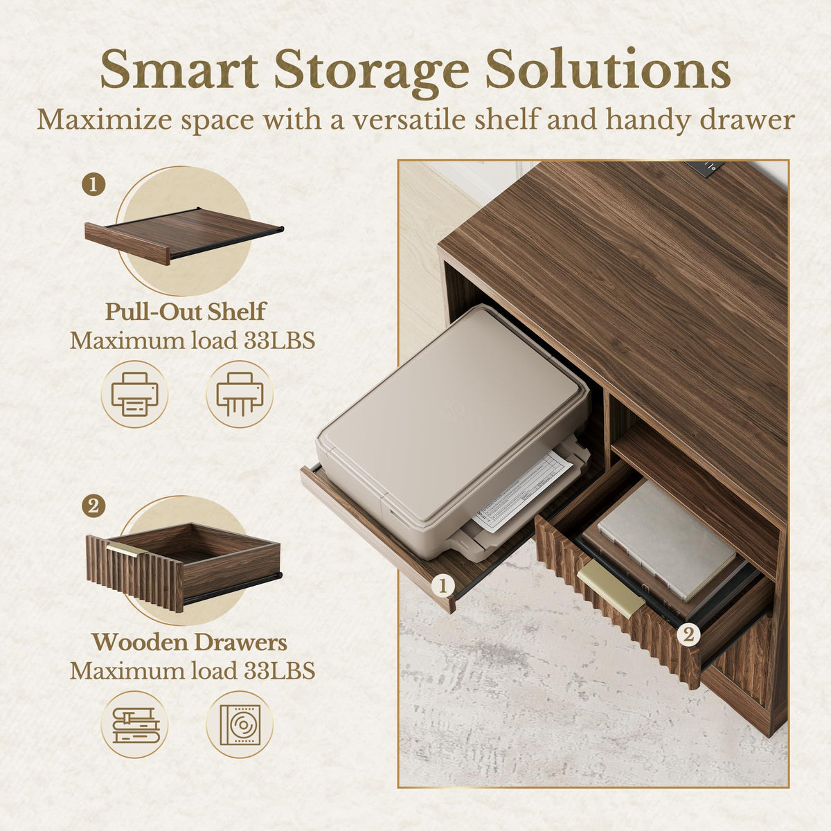 Black 3 Drawer Wood File Cabinet with Charging Station S62929