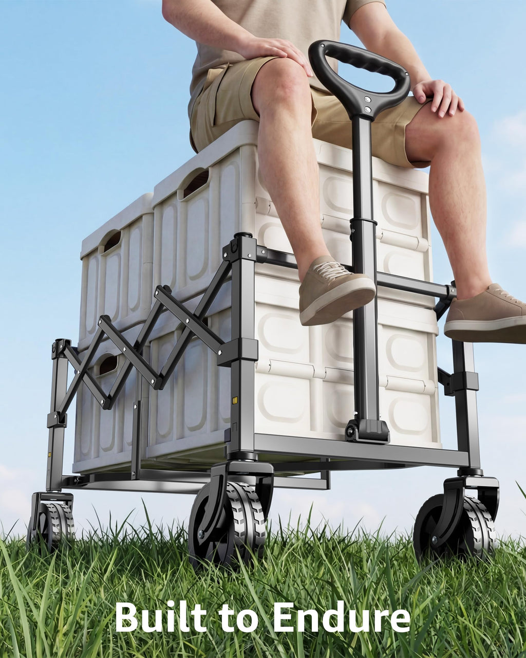 Collapsible Grocery Wagon Cart with Wheels Y869