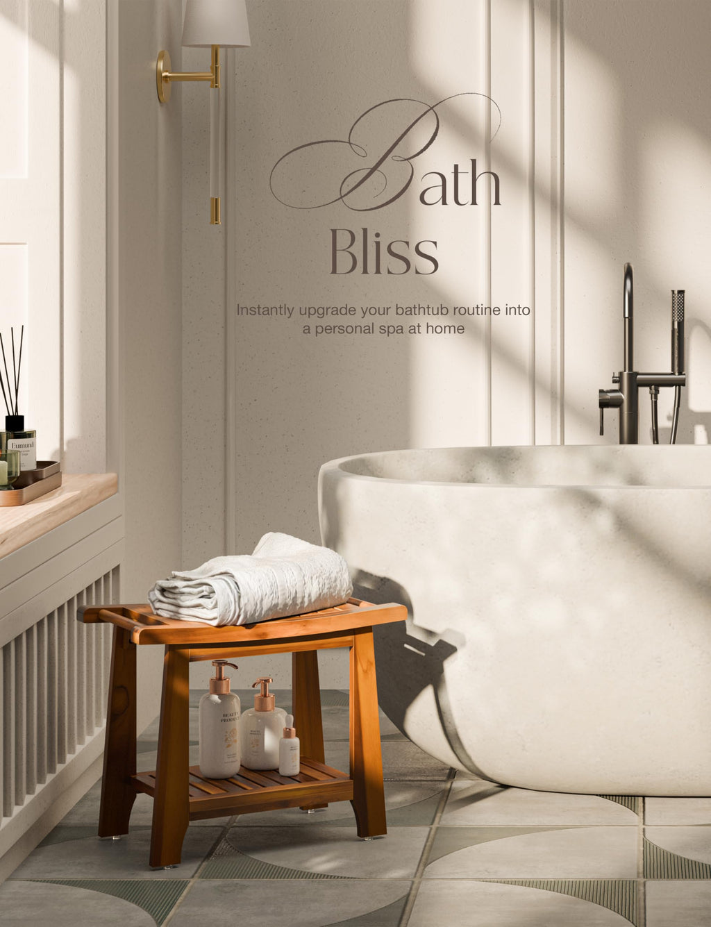 Teak Shower Bench with Shelf Z585