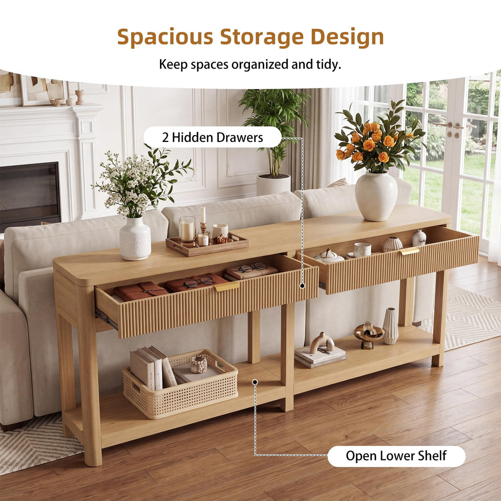 71" Oak Console Table with Storage I13097