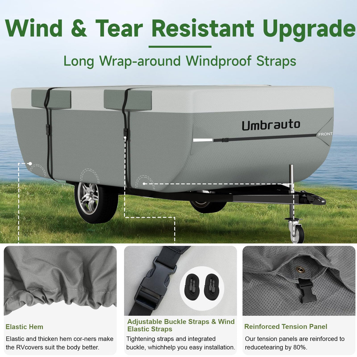 14-16ft Waterproof Breathable Ripstop Pop Up Camper Cover Z4771