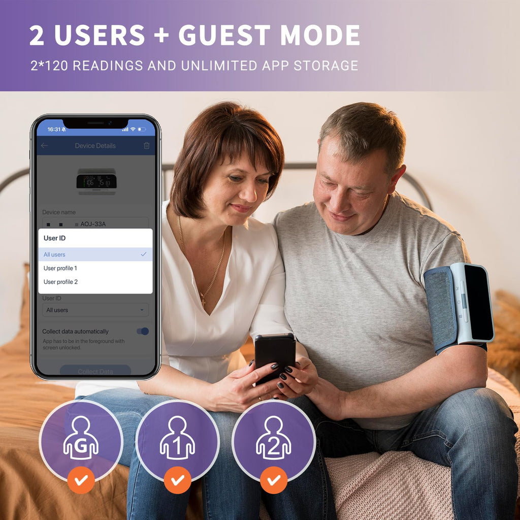 Bluetooth Blood Pressure Monitor Upper Arm Rechargeable Automatic Digital Cuff I521