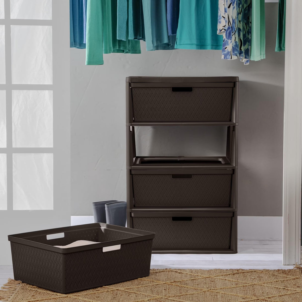 Brown 4 Drawer Plastic Storage Organizer T596
