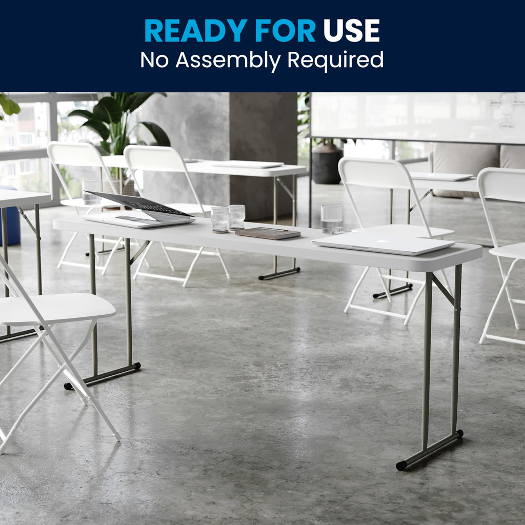 Plastic Folding Table, Granite White, 10-Pack E264