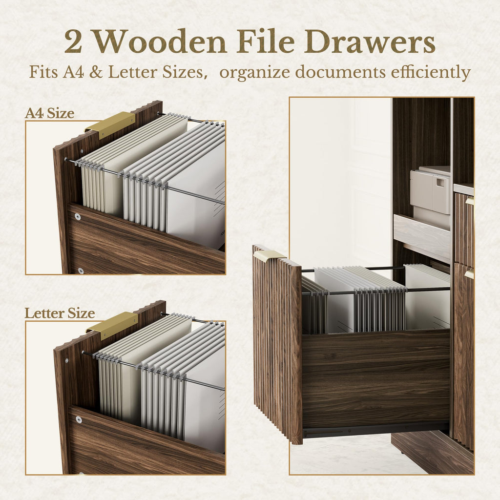 Black 3 Drawer Wood File Cabinet with Charging Station S62929
