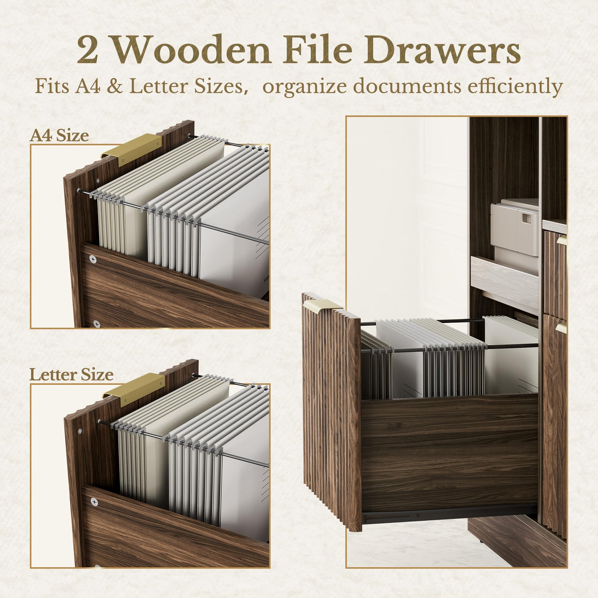 Black 3 Drawer Wood File Cabinet with Charging Station S62929