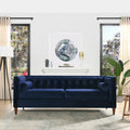 84" Navy Blue Velvet Tufted Sofa O6225