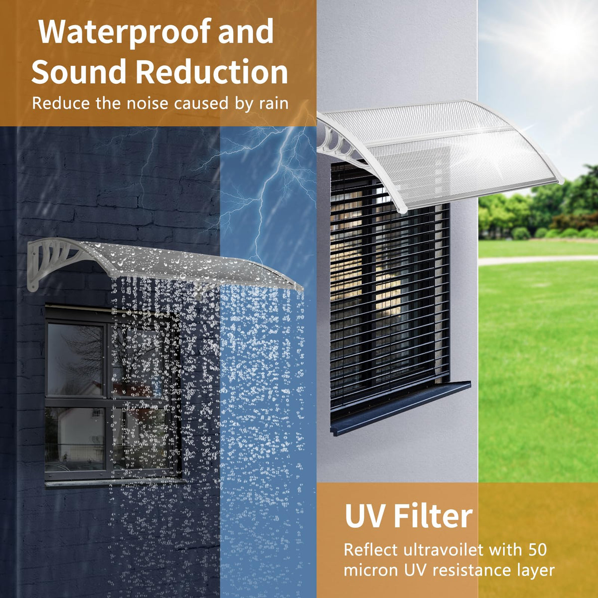 39"x32" PVC Window Awning Canopy W2128