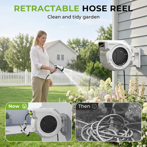 1/2 Inch x 100ft Wall Mounted Retractable Garden Hose Reel F948