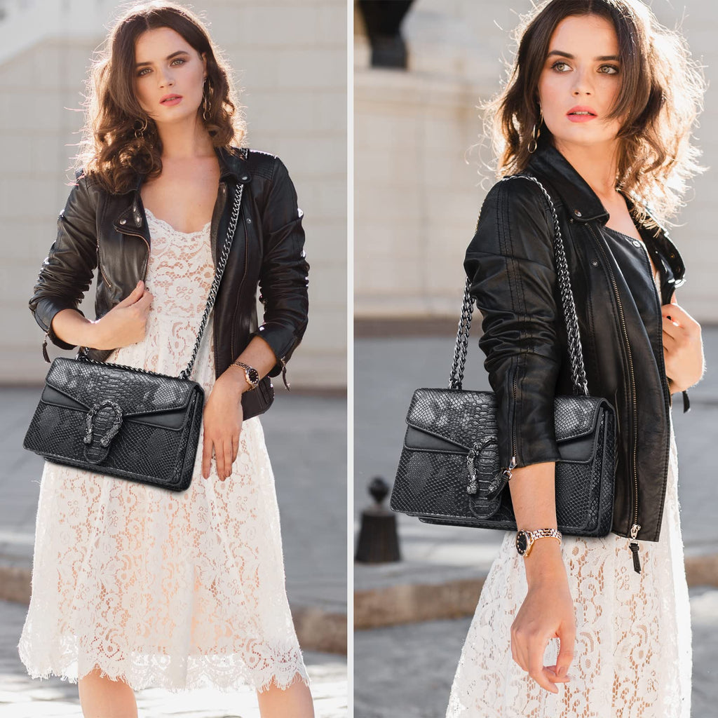 Snake Printed Leather Crossbody Bag B29990