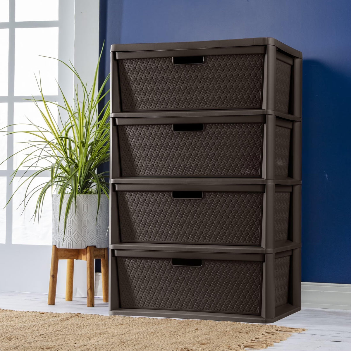 Brown 4 Drawer Plastic Storage Organizer T596