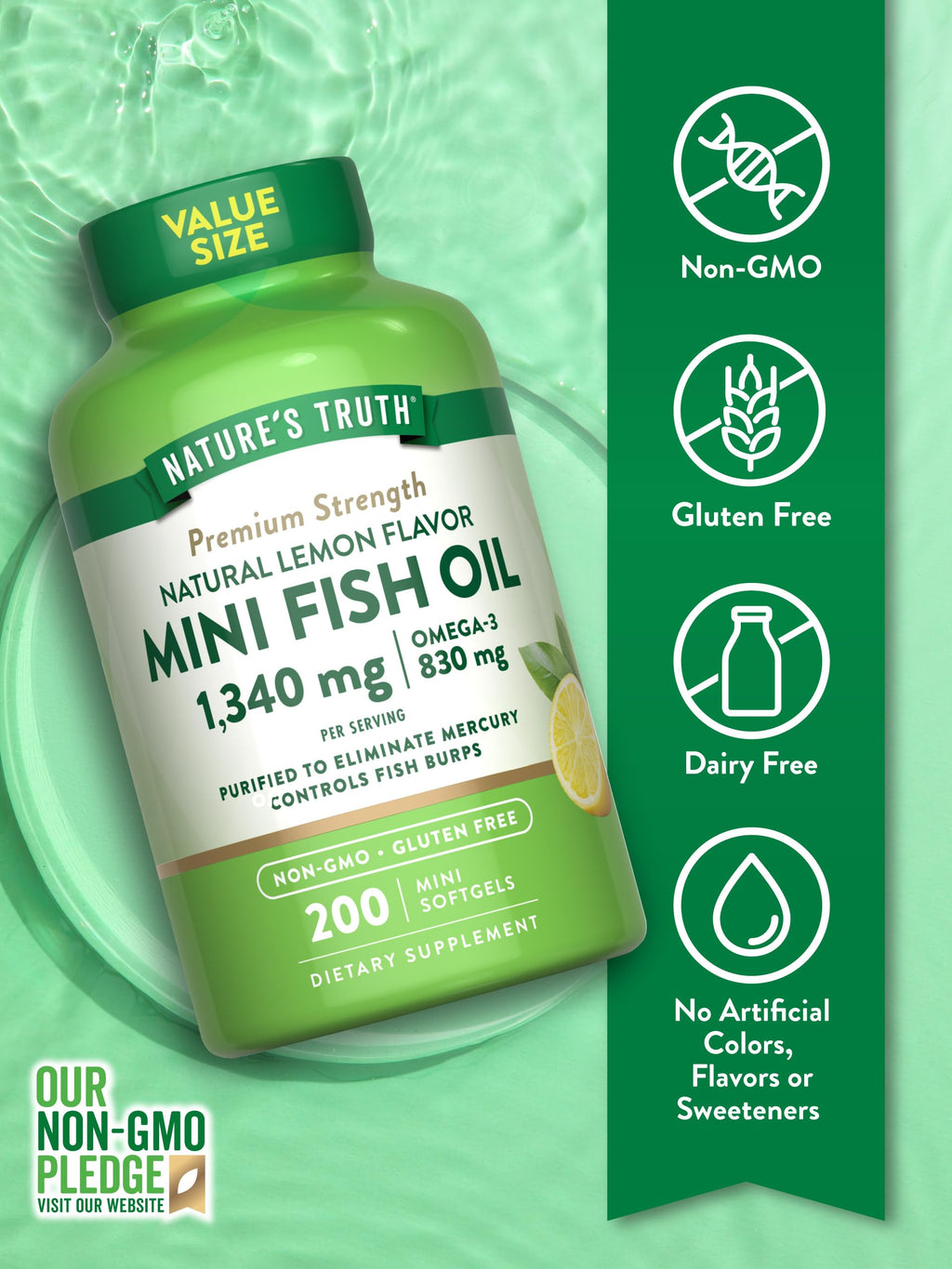 Fish Oil Omega 3 1340 mg 200 Mini Softgels B610