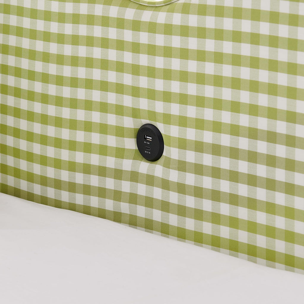 Green Gingham Full to King Upholstered Daybed with Trundle S6618