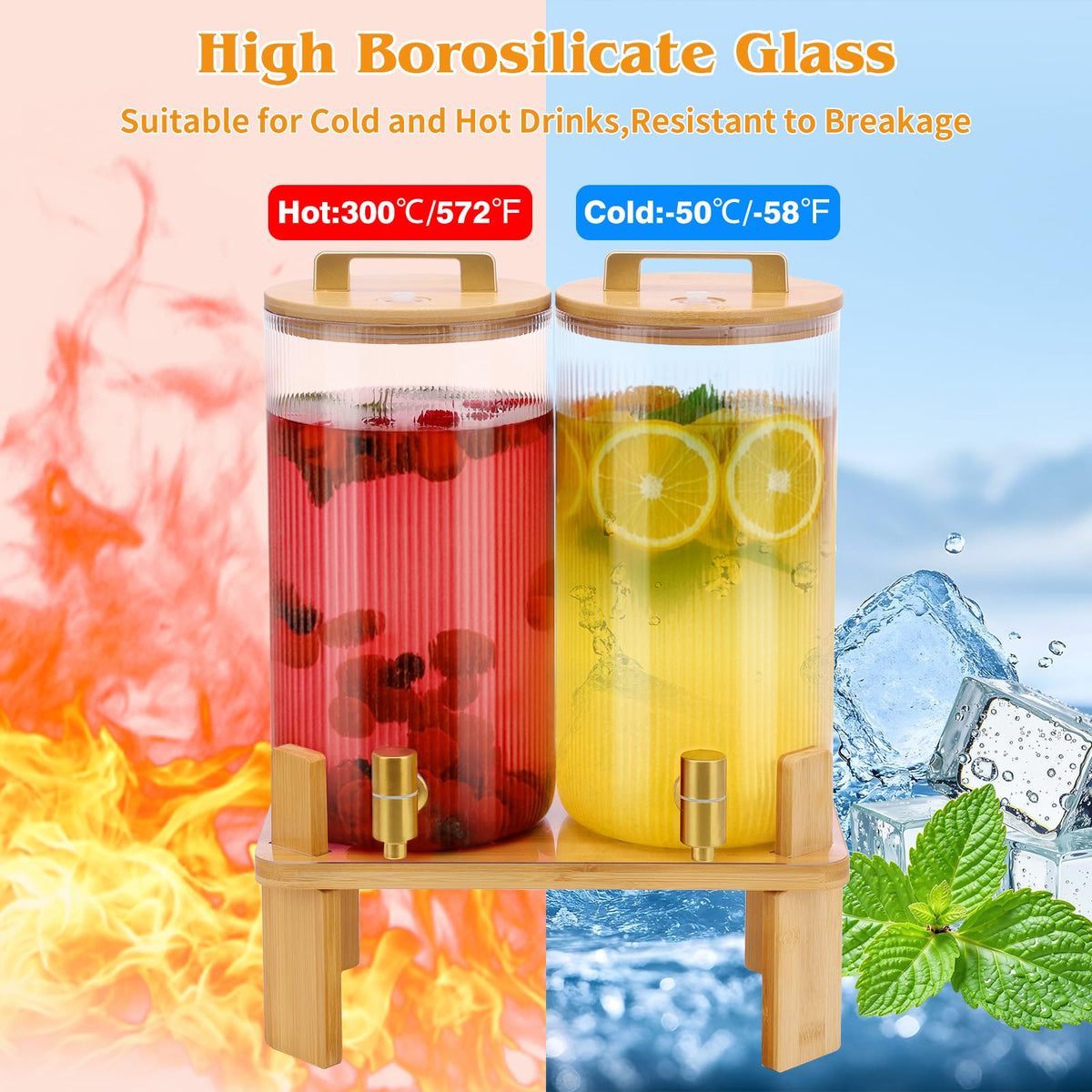 1.5 Gallon Drink Dispensers with Wood Stand V1262