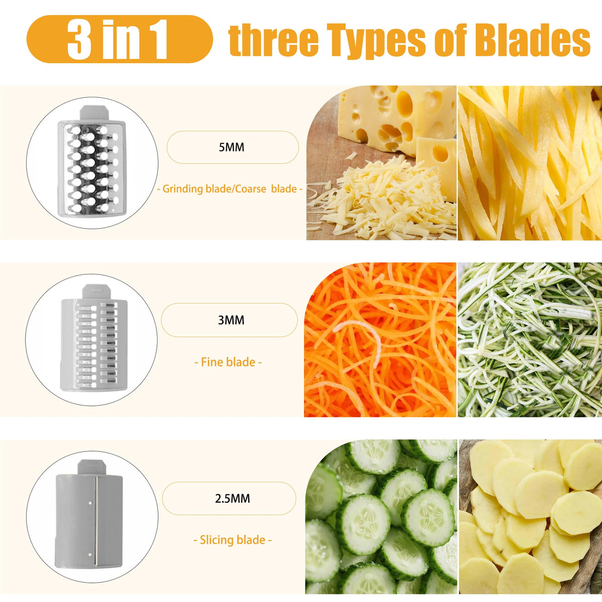 Cordless Electric Vegetable Slicer Chopper & Cheese Grater T465