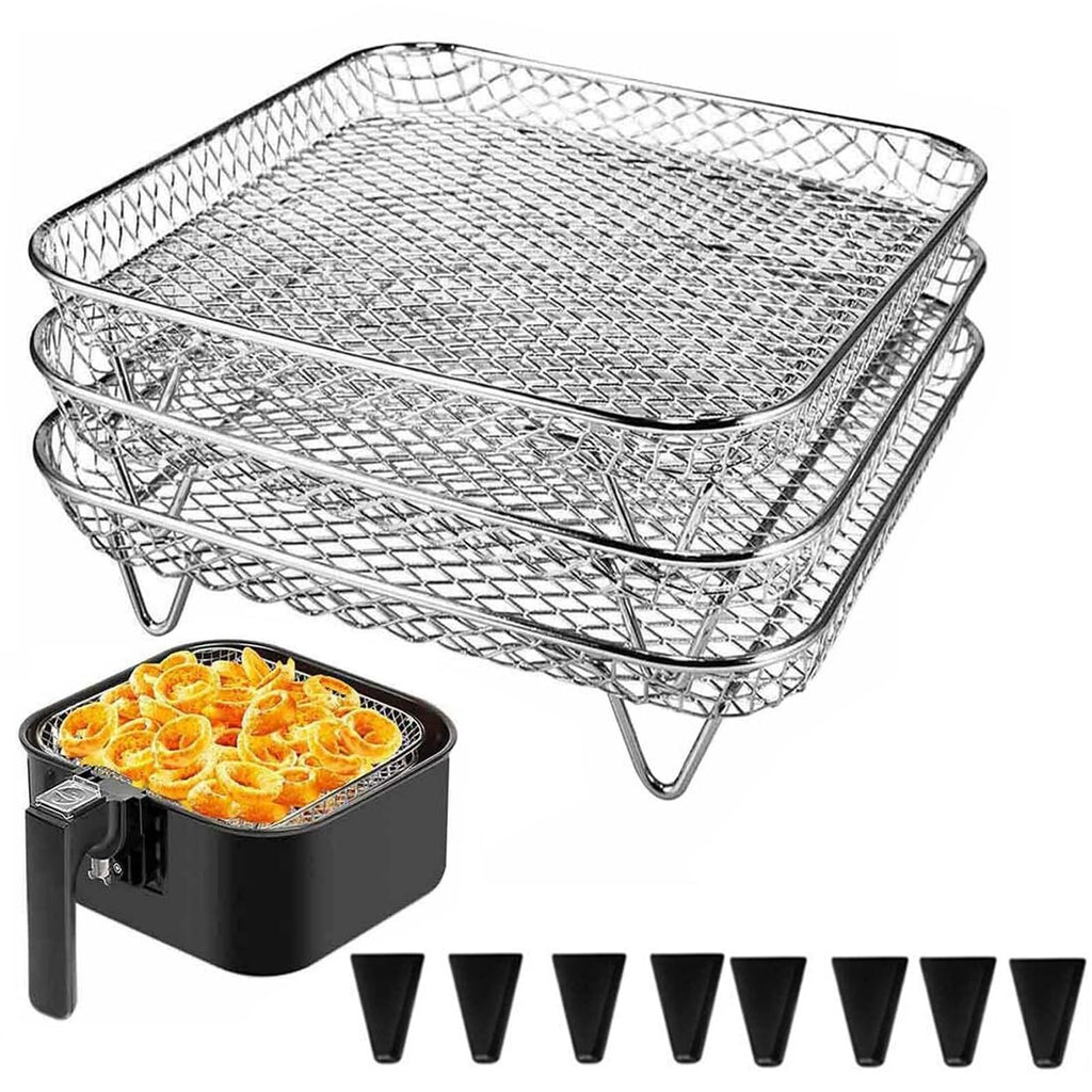 7 Inch Stackable Stainless Steel Air Fryer Rack, 3 Pcs A80831