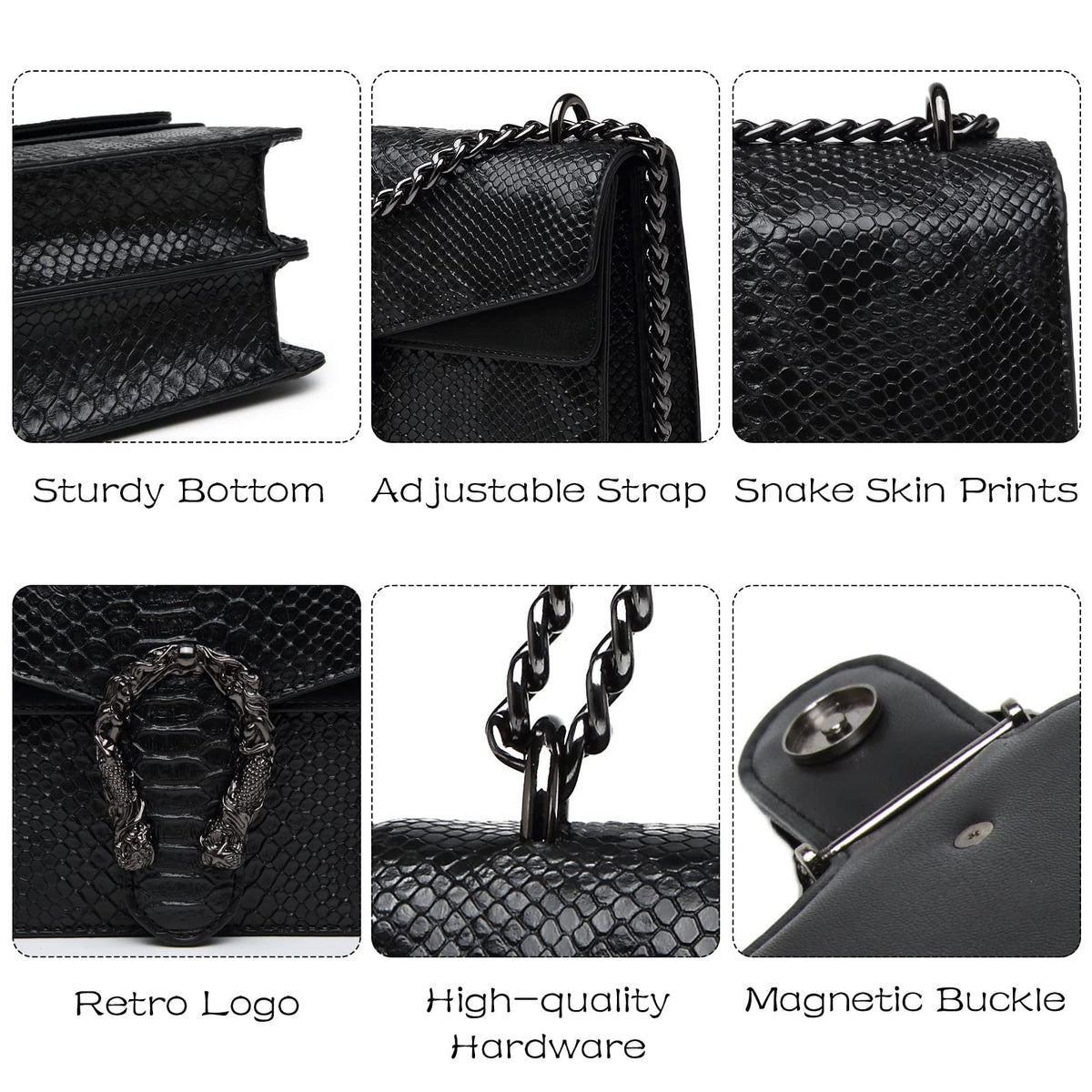 Snake Printed Leather Crossbody Bag B29990