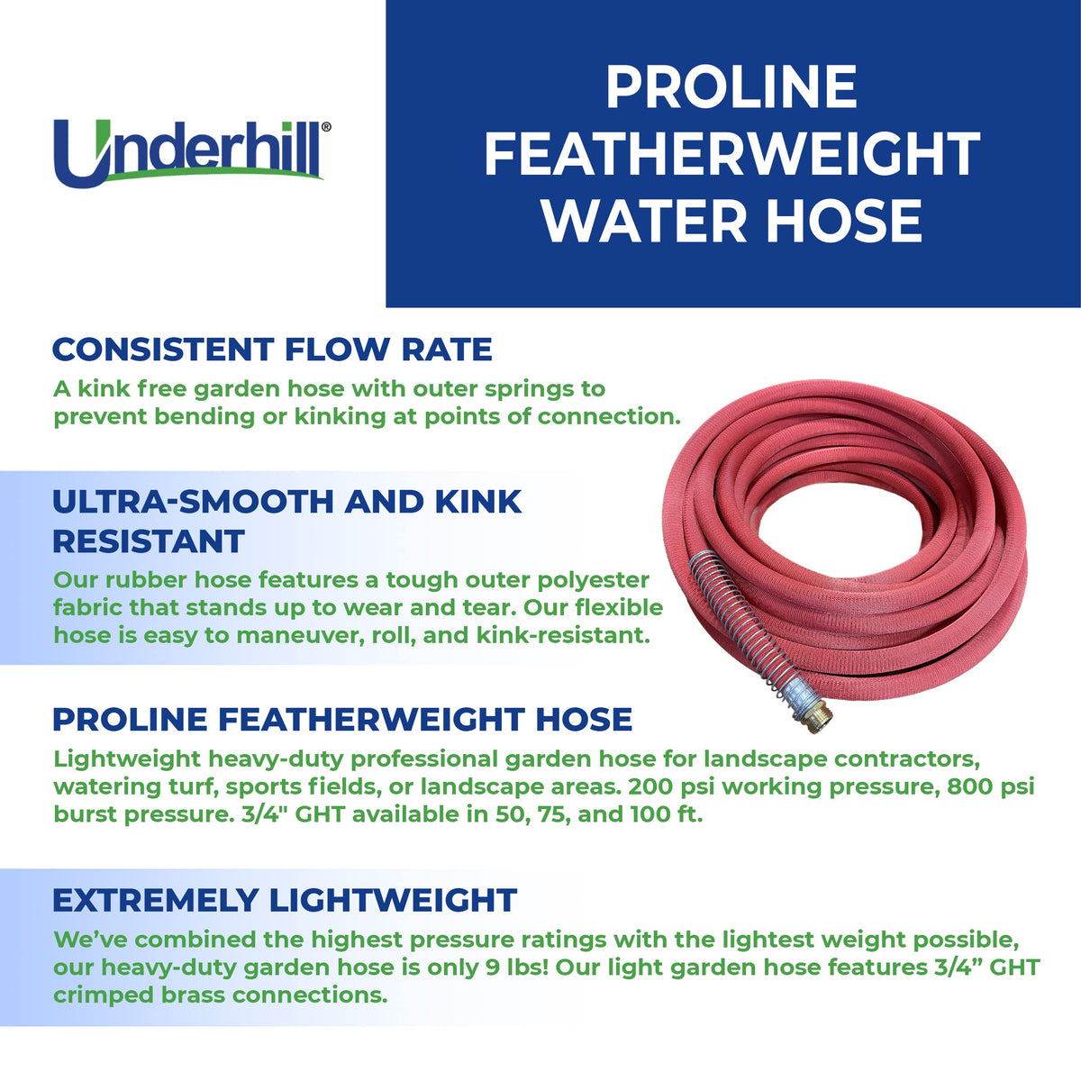 50 ft Lightweight Heavy-Duty Anti-Kink Garden Hose C2015