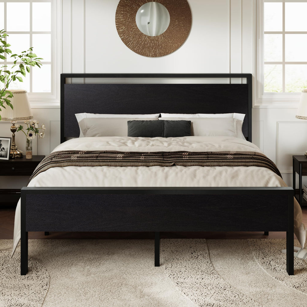 Queen Size Black Oak Bed Frame N4424