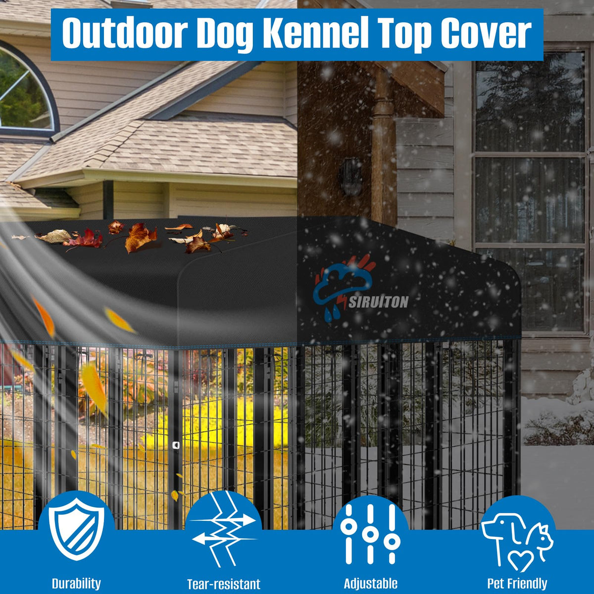8x4FT Heavy Duty 600D Oxford Dog Kennel Replacement Cover W37381