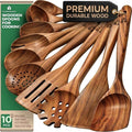 10 Pcs Non Toxic Teak Wooden Kitchen Utensils Set C8702