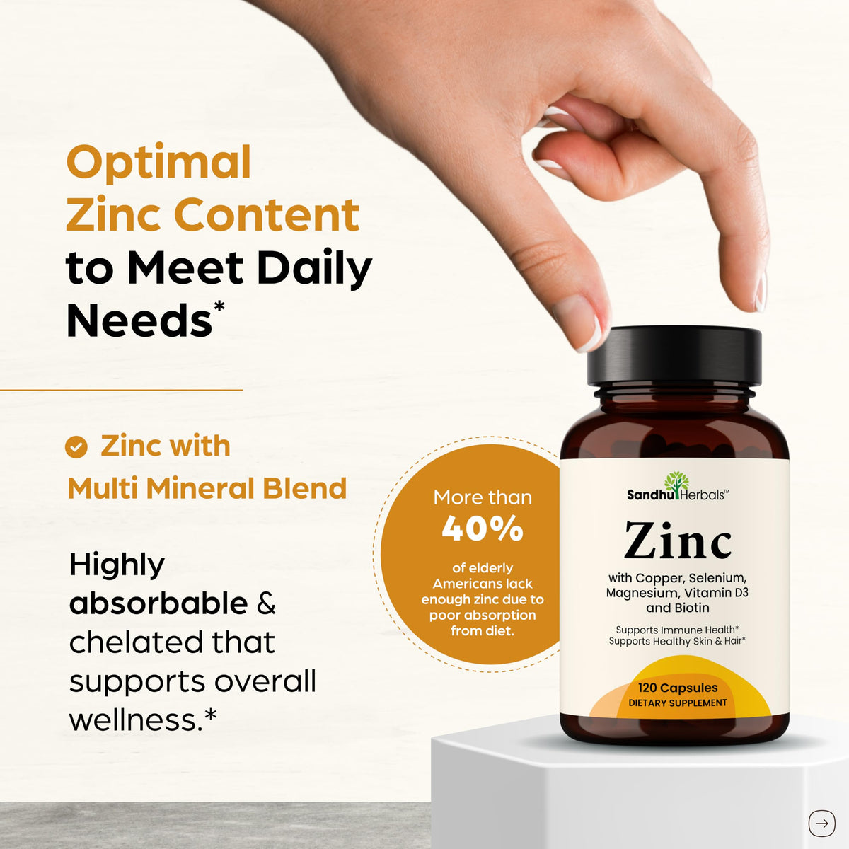 Zinc 30mg 120 Capsules with Copper Selenium Biotin E862