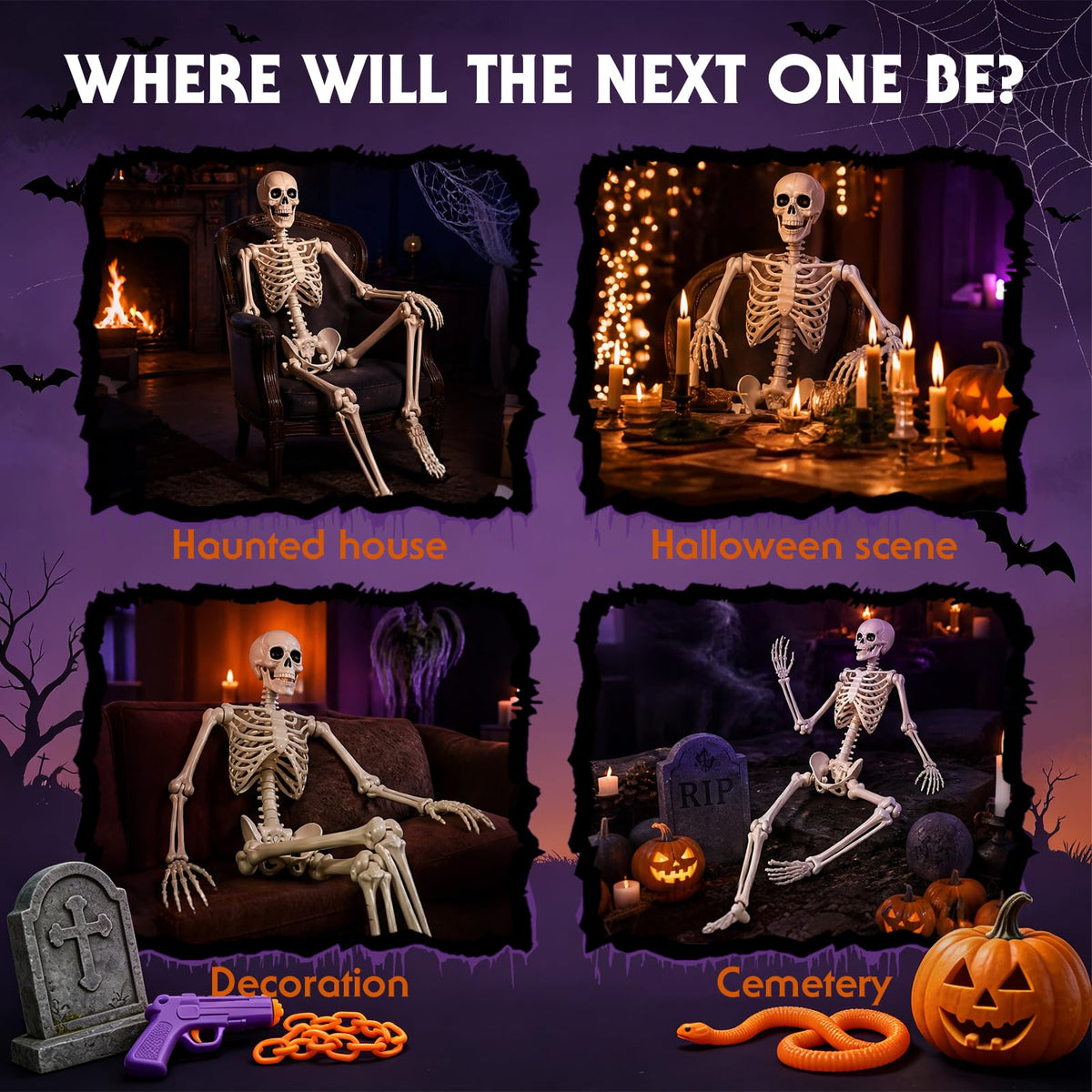 5.4 Ft Halloween Full Body Skeleton T3236